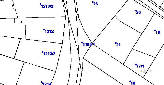 Parcela st. 1193/1 v KÚ Svatobořice, Katastrální mapa
