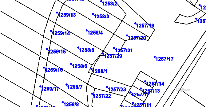 Parcela st. 1257/29 v KÚ Svatobořice, Katastrální mapa