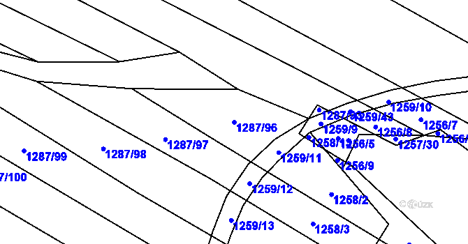 Parcela st. 1287/96 v KÚ Svatobořice, Katastrální mapa