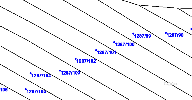 Parcela st. 1287/101 v KÚ Svatobořice, Katastrální mapa