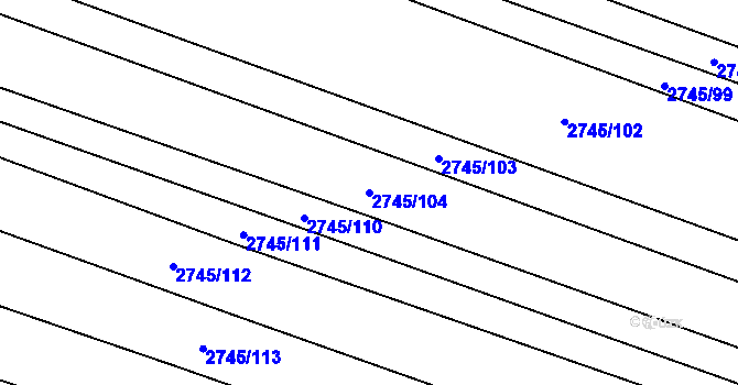 Parcela st. 2745/104 v KÚ Svatobořice, Katastrální mapa