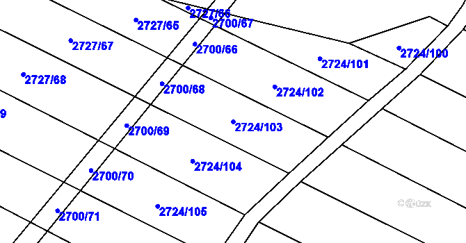 Parcela st. 2724/103 v KÚ Svatobořice, Katastrální mapa