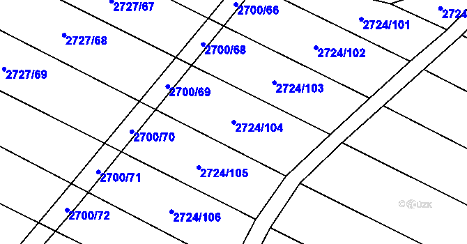 Parcela st. 2724/104 v KÚ Svatobořice, Katastrální mapa