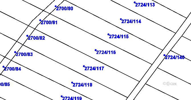 Parcela st. 2724/116 v KÚ Svatobořice, Katastrální mapa