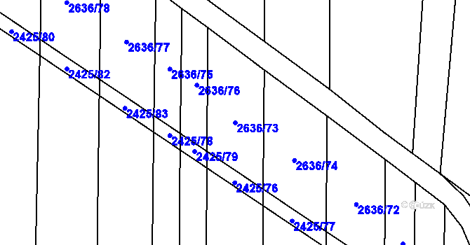Parcela st. 2636/73 v KÚ Svatobořice, Katastrální mapa