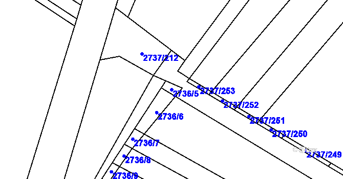 Parcela st. 2736/5 v KÚ Svatobořice, Katastrální mapa