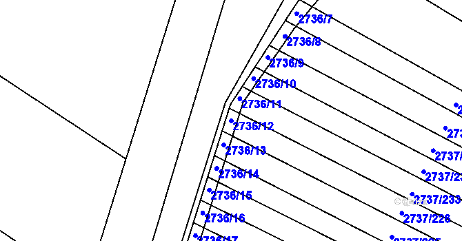 Parcela st. 2736/12 v KÚ Svatobořice, Katastrální mapa