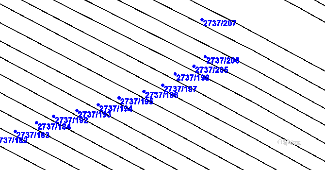 Parcela st. 2737/197 v KÚ Svatobořice, Katastrální mapa
