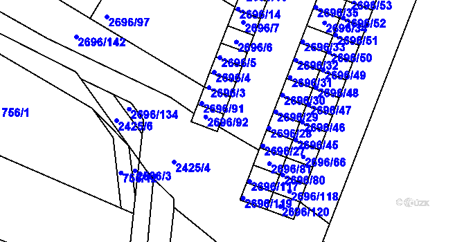 Parcela st. 2696/145 v KÚ Svatobořice, Katastrální mapa