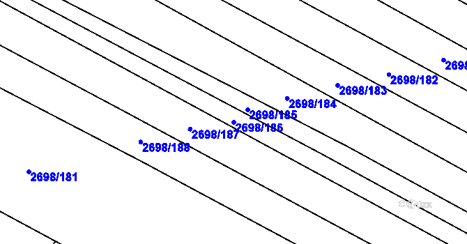 Parcela st. 2698/186 v KÚ Svatobořice, Katastrální mapa
