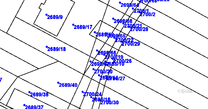 Parcela st. 2700/19 v KÚ Svatobořice, Katastrální mapa