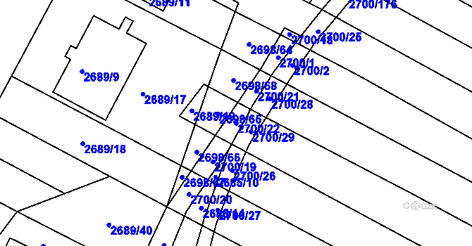 Parcela st. 2700/22 v KÚ Svatobořice, Katastrální mapa