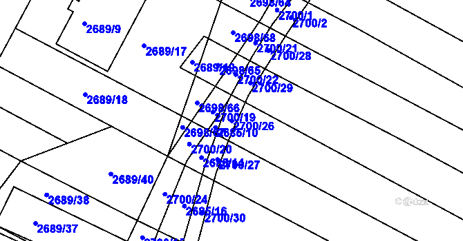 Parcela st. 2700/26 v KÚ Svatobořice, Katastrální mapa