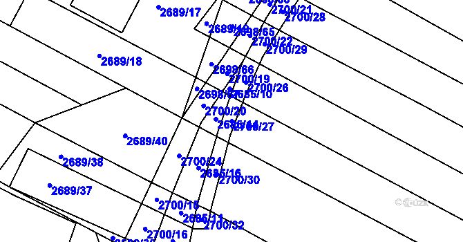 Parcela st. 2700/27 v KÚ Svatobořice, Katastrální mapa