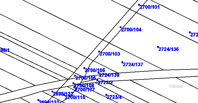 Parcela st. 2700/103 v KÚ Svatobořice, Katastrální mapa