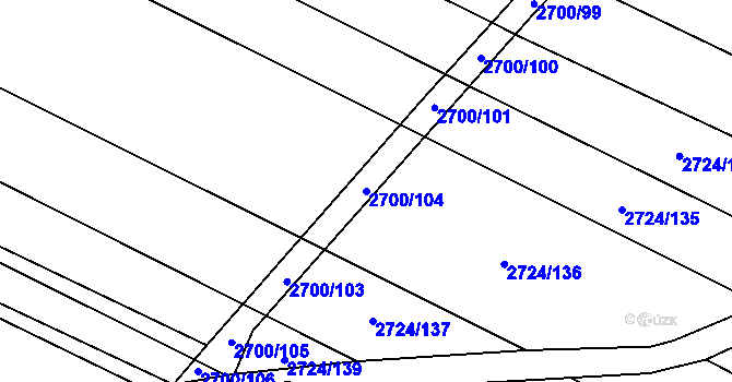 Parcela st. 2700/104 v KÚ Svatobořice, Katastrální mapa