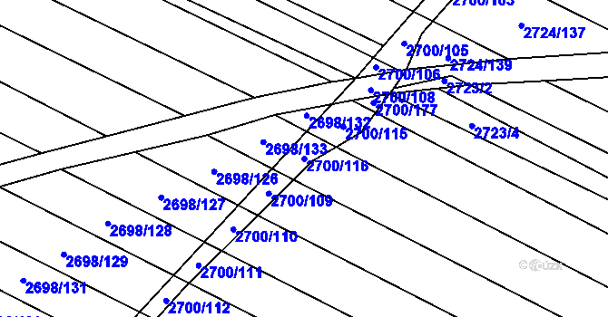 Parcela st. 2700/116 v KÚ Svatobořice, Katastrální mapa