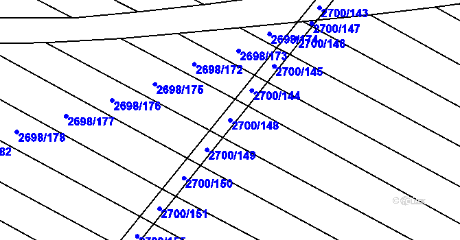 Parcela st. 2700/148 v KÚ Svatobořice, Katastrální mapa