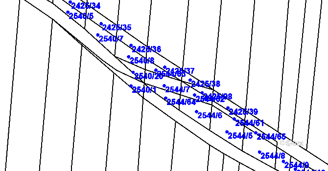 Parcela st. 2544/7 v KÚ Svatobořice, Katastrální mapa