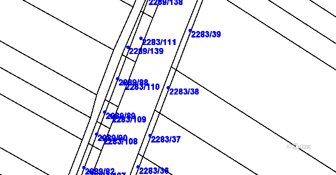 Parcela st. 2283/38 v KÚ Svatobořice, Katastrální mapa