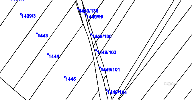 Parcela st. 1449/103 v KÚ Svatobořice, Katastrální mapa