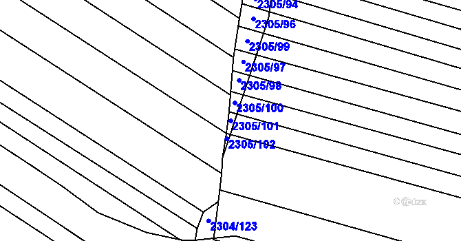 Parcela st. 2305/101 v KÚ Svatobořice, Katastrální mapa