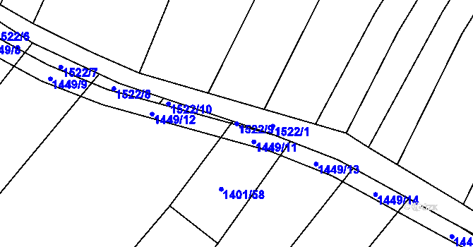 Parcela st. 1522/9 v KÚ Svatobořice, Katastrální mapa