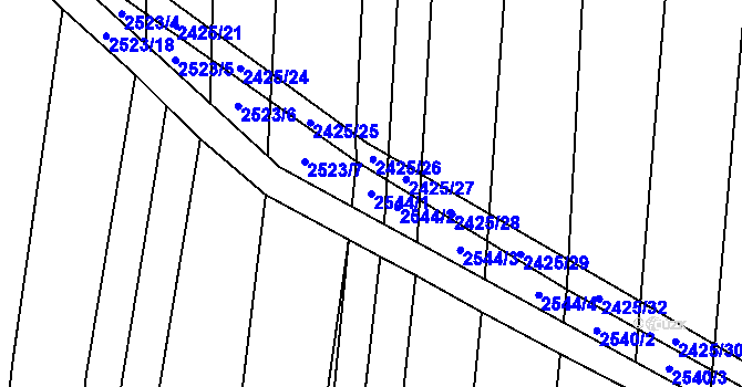 Parcela st. 2544/1 v KÚ Svatobořice, Katastrální mapa