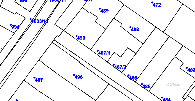 Parcela st. 487/1 v KÚ Svatobořice, Katastrální mapa