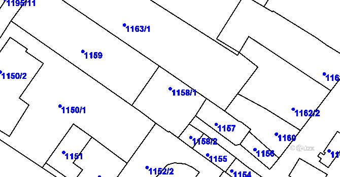 Parcela st. 1158/1 v KÚ Svatobořice, Katastrální mapa