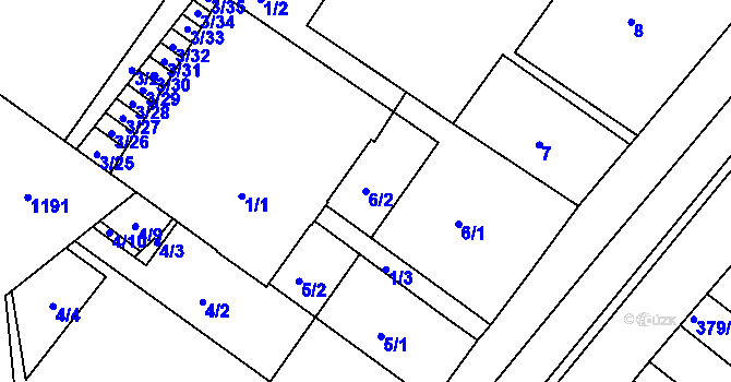 Parcela st. 6/2 v KÚ Svatobořice, Katastrální mapa