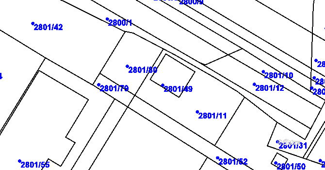 Parcela st. 2801/49 v KÚ Svatobořice, Katastrální mapa