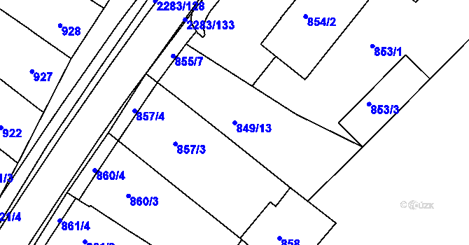 Parcela st. 849/13 v KÚ Svatobořice, Katastrální mapa