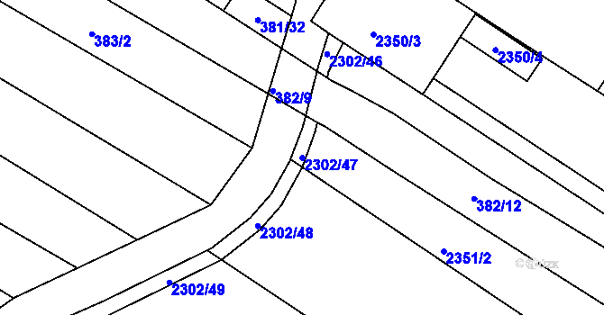 Parcela st. 2302/47 v KÚ Svatobořice, Katastrální mapa