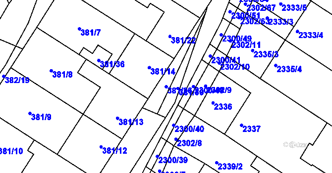 Parcela st. 381/26 v KÚ Svatobořice, Katastrální mapa
