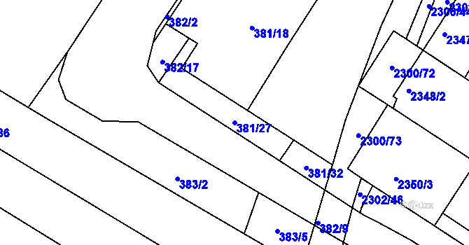 Parcela st. 381/27 v KÚ Svatobořice, Katastrální mapa