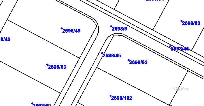 Parcela st. 2698/45 v KÚ Svatobořice, Katastrální mapa