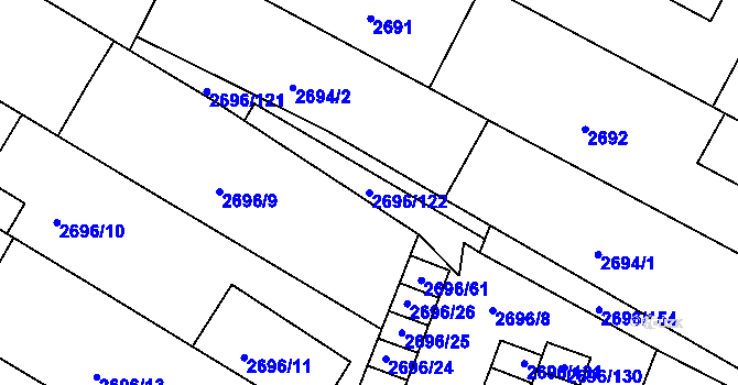 Parcela st. 2696/122 v KÚ Svatobořice, Katastrální mapa