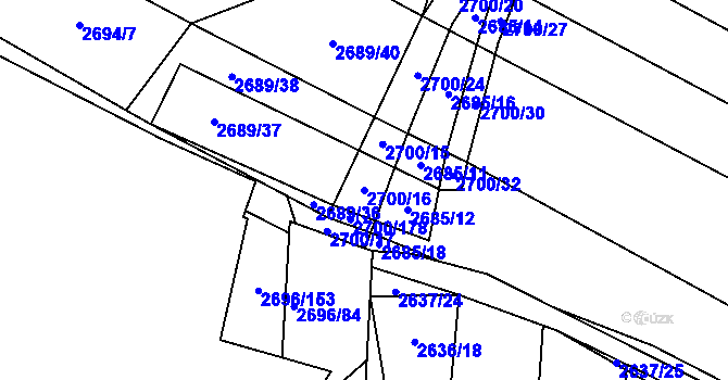 Parcela st. 2700/16 v KÚ Svatobořice, Katastrální mapa