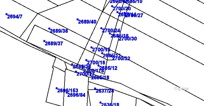Parcela st. 2685/11 v KÚ Svatobořice, Katastrální mapa