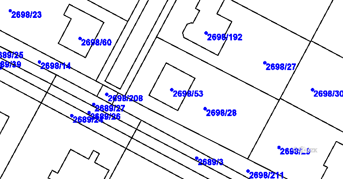 Parcela st. 2698/53 v KÚ Svatobořice, Katastrální mapa