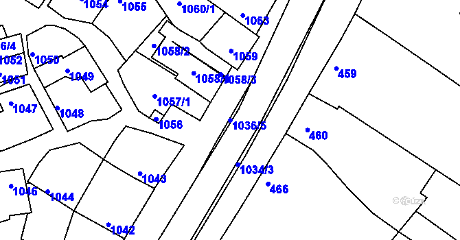 Parcela st. 1036/5 v KÚ Svatobořice, Katastrální mapa