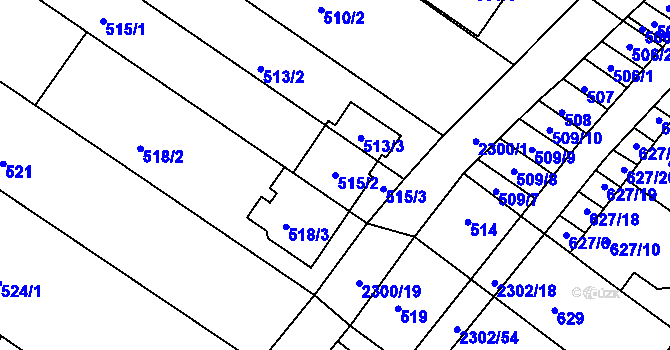 Parcela st. 515/2 v KÚ Svatobořice, Katastrální mapa