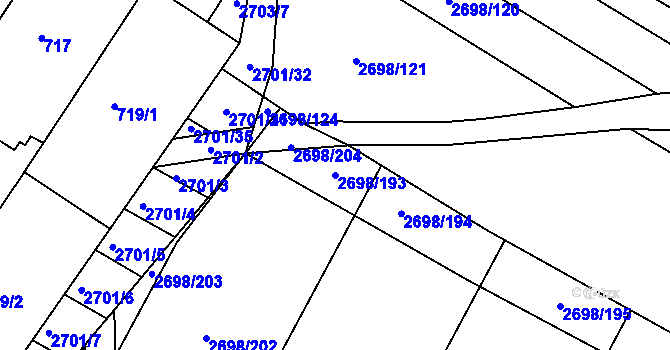 Parcela st. 2698/193 v KÚ Svatobořice, Katastrální mapa