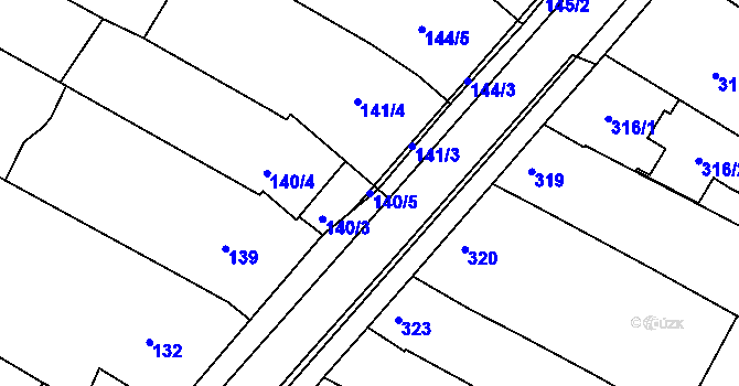 Parcela st. 140/5 v KÚ Svatobořice, Katastrální mapa