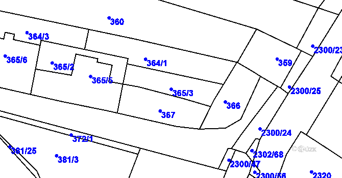 Parcela st. 365/3 v KÚ Svatobořice, Katastrální mapa