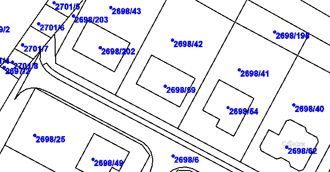Parcela st. 2698/59 v KÚ Svatobořice, Katastrální mapa