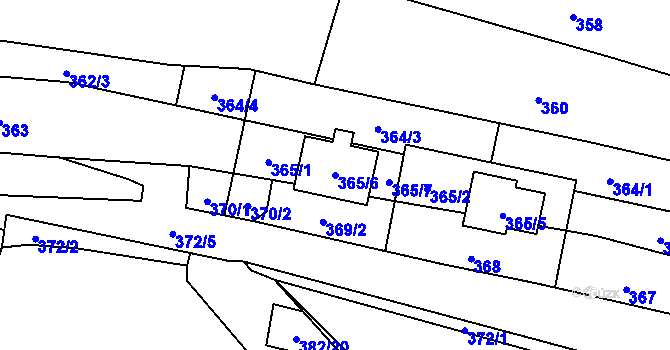 Parcela st. 365/6 v KÚ Svatobořice, Katastrální mapa