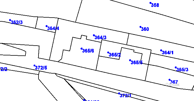 Parcela st. 365/7 v KÚ Svatobořice, Katastrální mapa