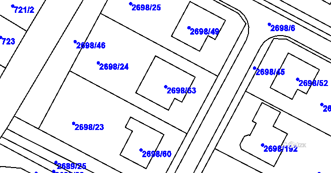 Parcela st. 2698/63 v KÚ Svatobořice, Katastrální mapa